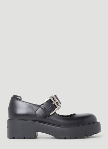 Logo Buckle Mary Jane Platforms Miu Miu Logo Buckle Mary Jane Platforms Black miu0250050