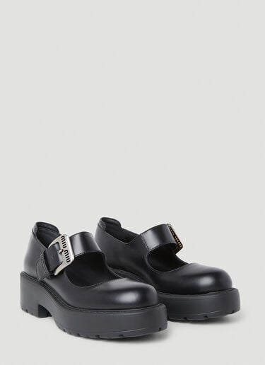 Logo Buckle Mary Jane Platforms Miu Miu Logo Buckle Mary Jane Platforms Black miu0250050