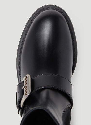 Logo Buckle Boots Miu Miu Logo Buckle Boots Black miu0252065