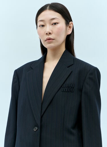 Single-Breasted Pinstripe Blazer Miu Miu Single-Breasted Pinstripe Blazer Navy miu0255013