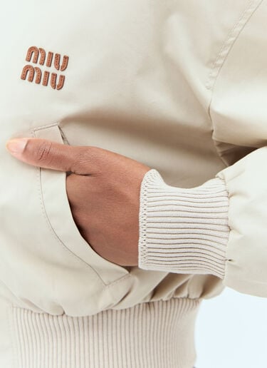 파나마 면 봄버 재킷 Miu Miu 파나마 면 봄버 재킷 베이지 miu0257013