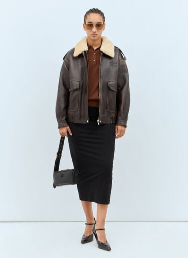 Padded Leather Jacket Miu Miu Padded Leather Jacket Brown miu0258007