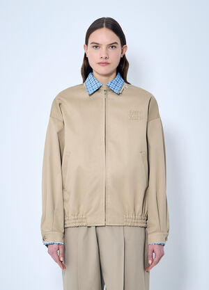 Miu Miu 撞色饰边华达呢夹克 白色 miu0260005