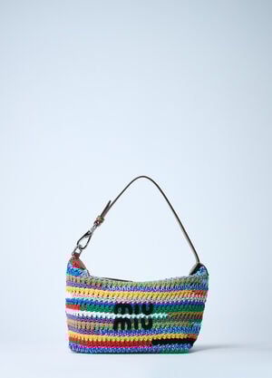 Miu Miu Logo Motif Crochet Shoulder Bag Blue miu0260030