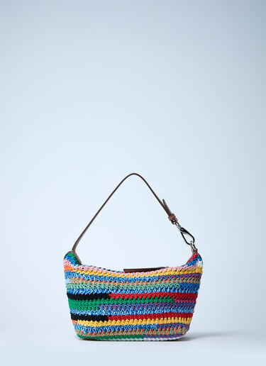 Miu Miu Logo Motif Crochet Shoulder Bag Blue miu0260030