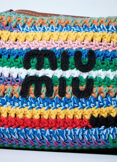 Miu Miu Logo Motif Crochet Shoulder Bag Blue miu0260030