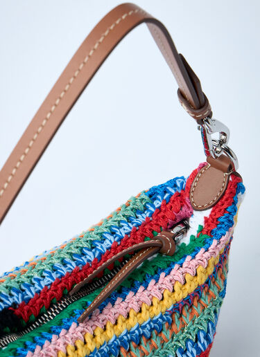 Miu Miu Logo Motif Crochet Shoulder Bag Blue miu0260030