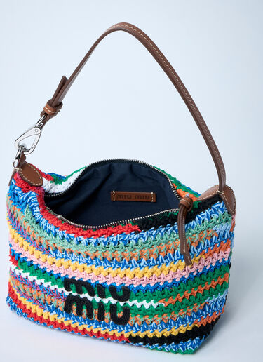 Miu Miu Logo Motif Crochet Shoulder Bag Blue miu0260030