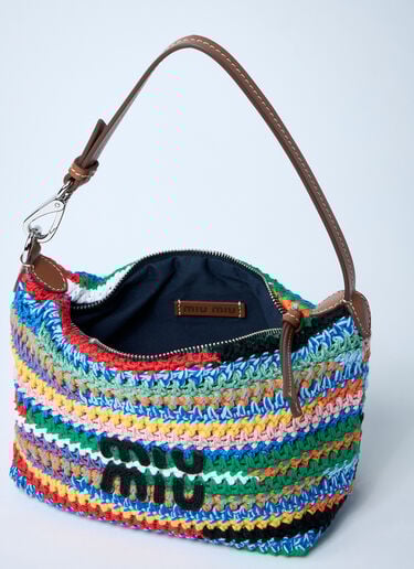 Logo Motif Crochet Shoulder Bag Miu Miu Logo Motif Crochet Shoulder Bag Blue miu0260030