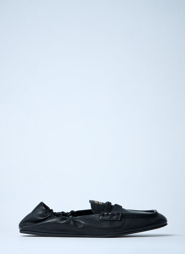 Miu Miu Logo Motif Leather Loafers Black miu0262106