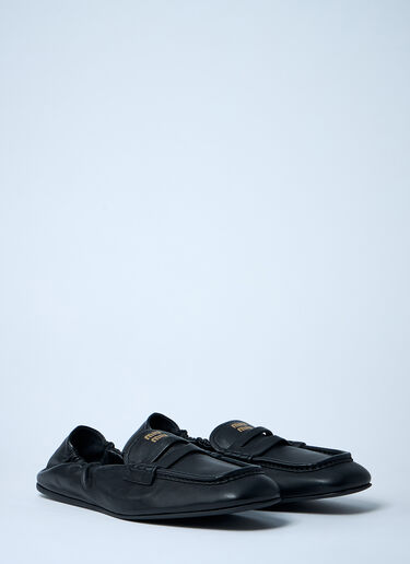 Miu Miu Logo Motif Leather Loafers Black miu0262106