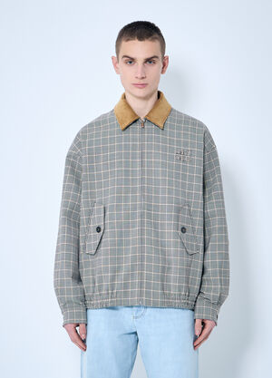 Miu Miu Checked Double-Weave Blouson Jacket Brown miu0360002
