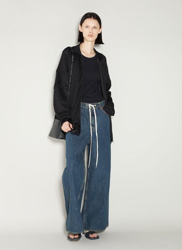 MM6 Maison Margiela Logo Applique Zip-Up Sweatshirt Black mmm0253010
