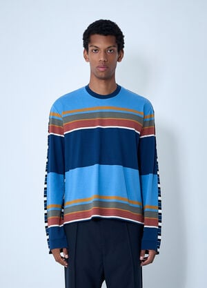 Marni Striped Logo Motif T-Shirt Blue mni0161005