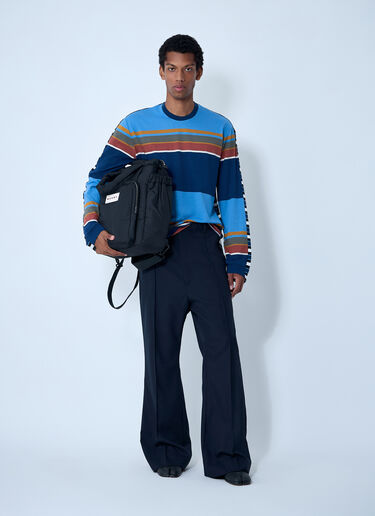 Marni Striped Logo Motif T-Shirt Blue mni0161005