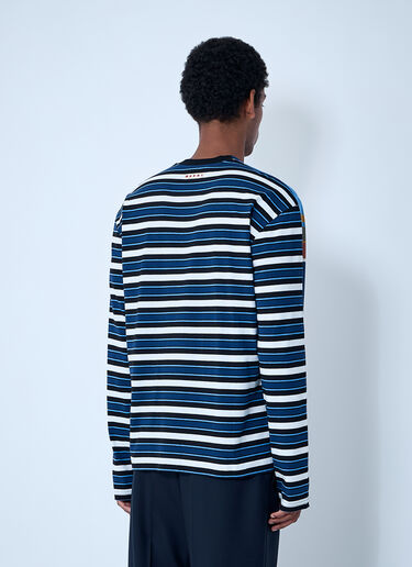 Marni Striped Logo Motif T-Shirt Blue mni0161005