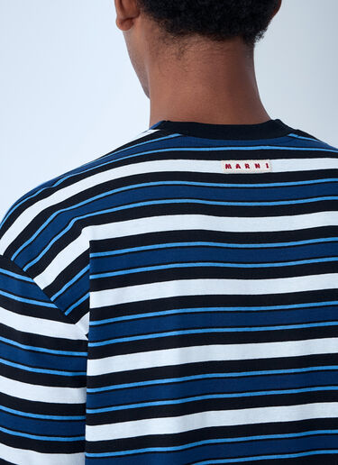 Marni Striped Logo Motif T-Shirt Blue mni0161005