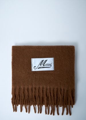 Marni Fringed Wool Scarf Camel mni0161012