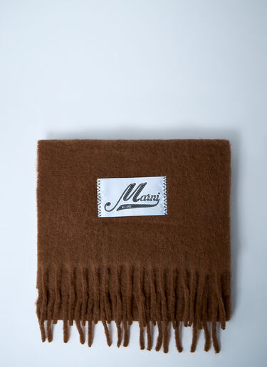 Marni Fringed Wool Scarf Camel mni0161012