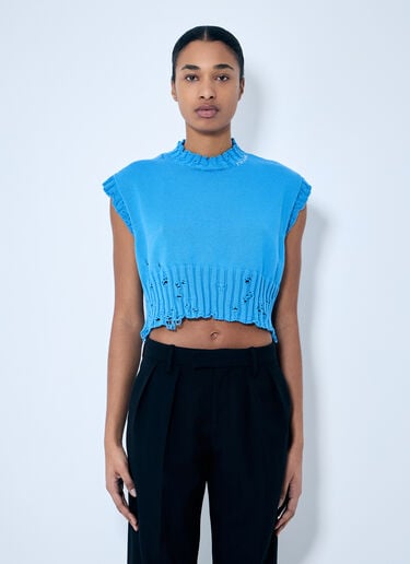 Marni Distressed Knit Vest Blue mni0259004