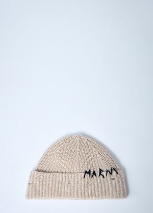 Marni Logo Motif Beanie Hat Beige mni0261010