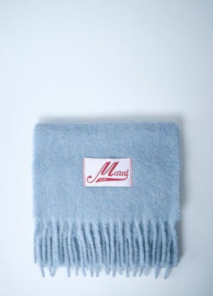 Marni Fringed Wool Scarf Light Blue mni0261011