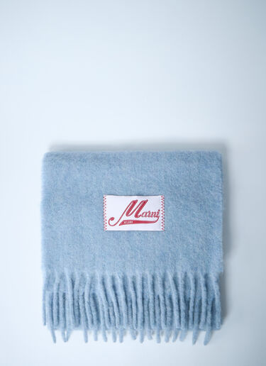 Marni Fringed Wool Scarf Light Blue mni0261011