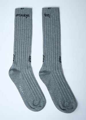 Marni Logo Motif Socks Grey mni0261012