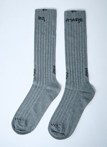 Marni Logo Motif Socks Grey mni0261012