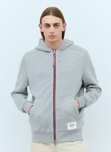 Moncler 로고 패치 후드티셔츠 그레이 mon0157033