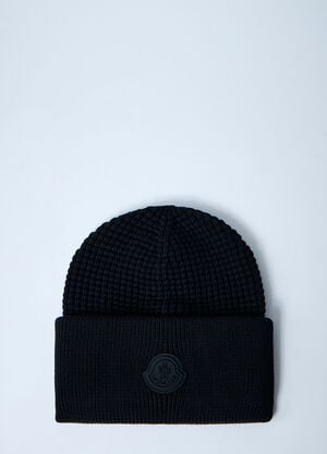 Moncler Logo Motif Beanie Hat Black mon0161036