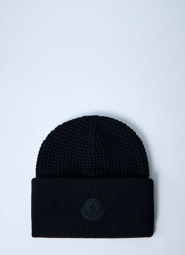 Moncler Logo Motif Beanie Hat Black mon0161036
