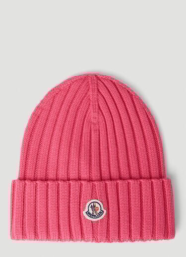 로고 패치 비니 햇 Moncler 로고 패치 비니 햇 핑크 mon0252061