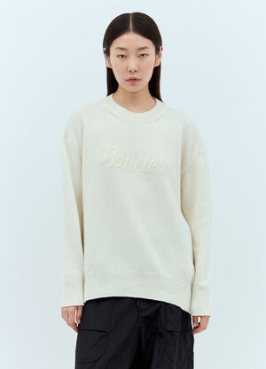 Moncler Logo Embroidery Sweater Cream mon0257053