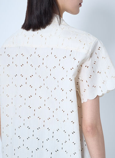 Moncler Lace Button-Down Shirt White mon0260017