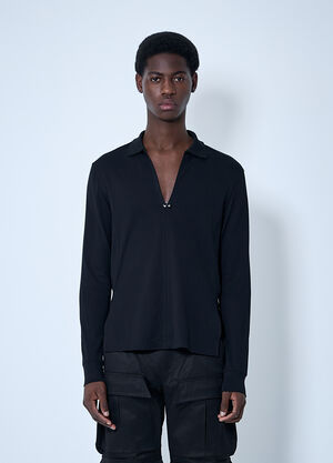 Mugler V Neck Shirt With Hardware Black mug0160006