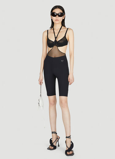 Mugler 스트래피 컷아웃 일루전 보디슈트 블랙 mug0251044