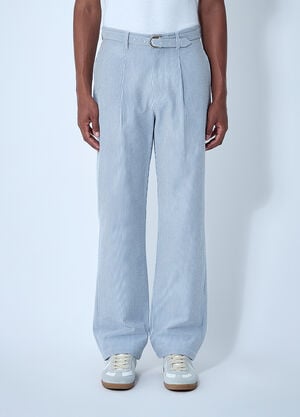 Noah Seersucker Belted Single-Pleat Pants Blue noa0160009