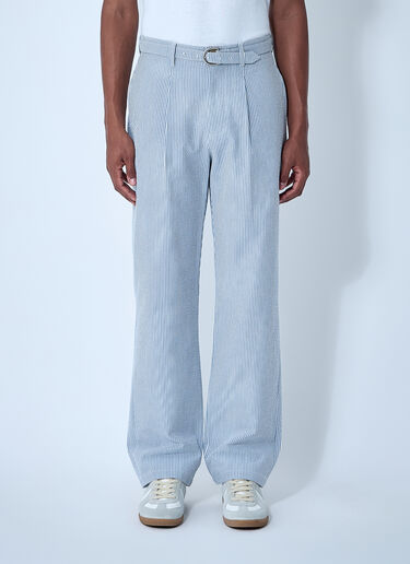 Noah Seersucker Belted Single-Pleat Pants Blue noa0160009