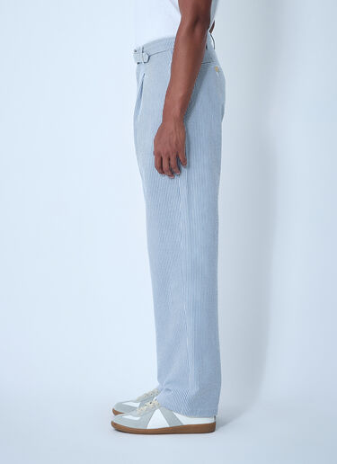 Noah Seersucker Belted Single-Pleat Pants Blue noa0160009