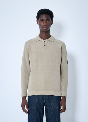 C.P. Company Chenilee Cotton Polo Shirt Beige pco0159002