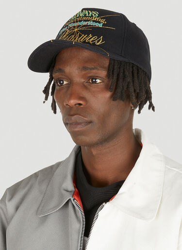 Pleasures Logo Motif Baseball Cap Black pls0146037