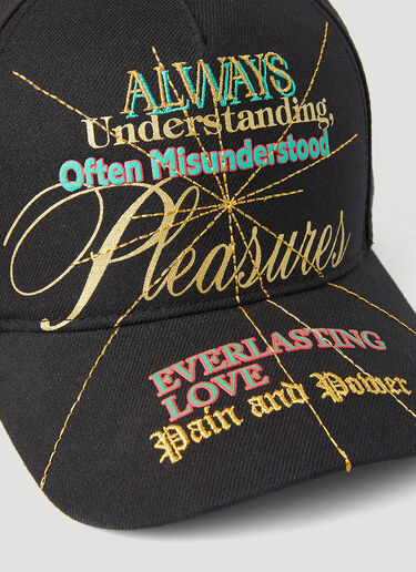 Pleasures Logo Motif Baseball Cap Black pls0146037