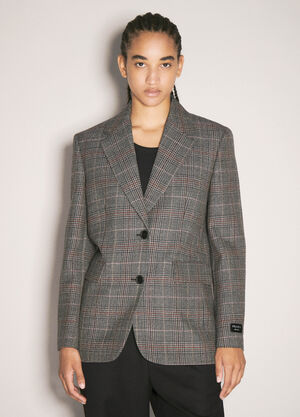 Prada Prince Of Wales Single-Breasted Blazer Grey pra0258021