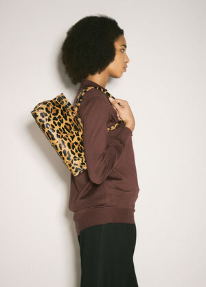 Prada Leopard Print Medium Leather Handbag Beige pra0259007