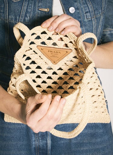 Prada Crochet Tote Bag Beige pra0260032