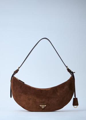 Prada Small Suede Shoulder Bag Brown pra0262019