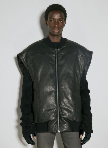 超大衬垫皮革马甲 Rick Owens 超大衬垫皮革马甲 黑色 ric0154006
