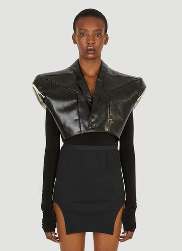 Rick Owens Exaggerarted Shoulder Leather Jacket Black ric0248001
