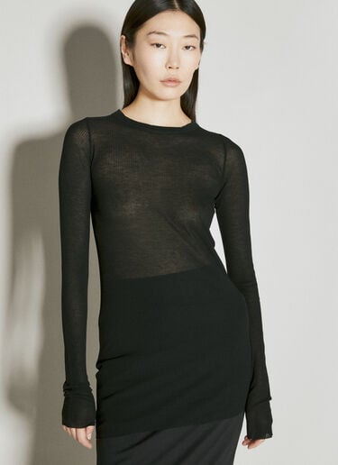 Ribbed Semi-Sheer Top Rick Owens Ribbed Semi-Sheer Top Black ric0255014